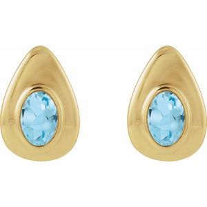 14K Yellow Gold Natural Swiss Blue Topaz Earrings – image 2