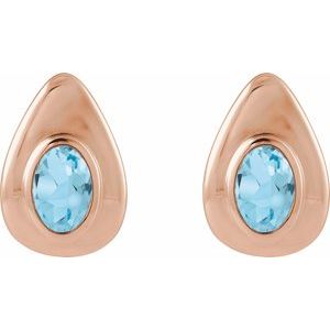 14K Rose Gold Natural Swiss Blue Topaz Earrings – image 2