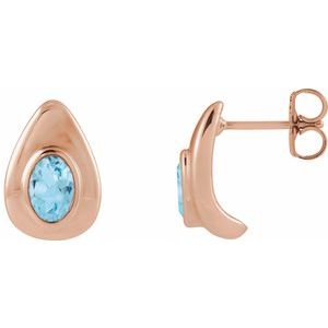 14K Rose Gold Natural Swiss Blue Topaz Earrings
