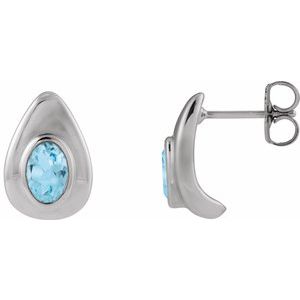 Platinum Natural Swiss Blue Topaz Earrings