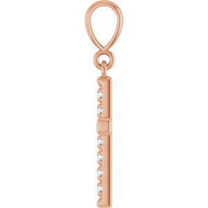 14K Rose Gold 1/5 CTW Natural Diamond French-Set Cross Pendant