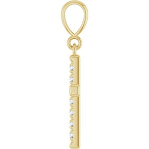 14K Yellow Gold 1/5 CTW Lab-Grown Diamond French-Set Cross Pendant