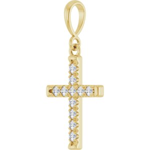 14K Yellow Gold 1/5 CTW Lab-Grown Diamond French-Set Cross Pendant