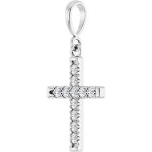 Sterling Silver 1/5 CTW Lab-Grown Diamond French-Set Cross Pendant