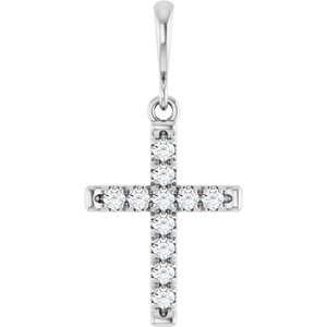 Sterling Silver 1/5 CTW Natural Diamond French-Set Cross Pendant