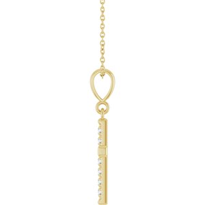 14K Yellow Gold 1/5 CTW Natural Diamond French-Set Cross 16-18" Necklace