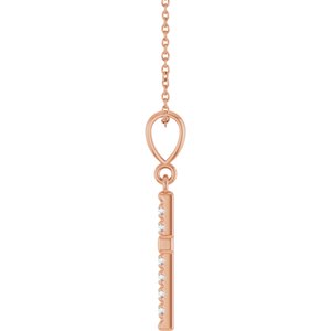 14K Rose Gold 1/5 CTW Natural Diamond French-Set Cross 16-18" Necklace