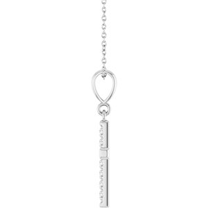 Platinum 1/5 CTW Lab-Grown Diamond French-Set Cross 16-18" Necklace
