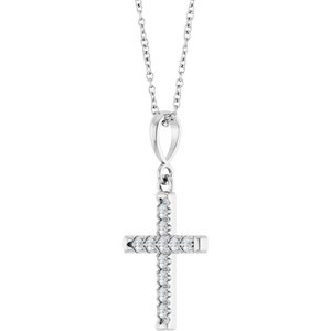 Platinum 1/5 CTW Natural Diamond French-Set Cross 16-18" Necklace
