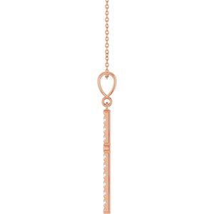 14K Rose Gold 3/8 CTW Natural Diamond French-Set Cross 16-18" Necklace