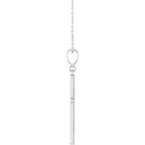 Sterling Silver 3/8 CTW Lab-Grown Diamond French-Set Cross 16-18" Necklace