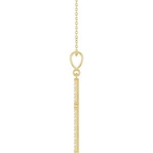 14K Yellow Gold 3/8 CTW Natural Diamond French-Set Cross 16-18" Necklace