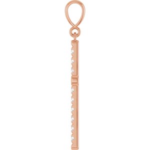 14K Rose Gold 3/8 CTW Lab-Grown Diamond French-Set Cross Pendant