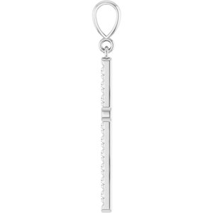14K White Gold 3/8 CTW Natural Diamond French-Set Cross Pendant
