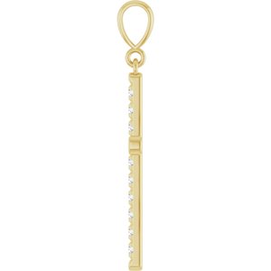 14K Yellow Gold 3/8 CTW Lab-Grown Diamond French-Set Cross Pendant