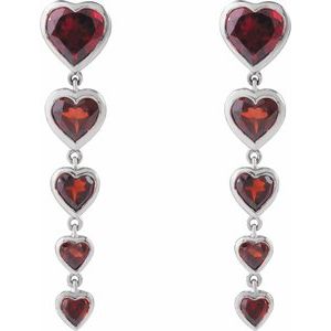 14K White Gold Natural Mozambique Garnet Heart Earrings – image 2
