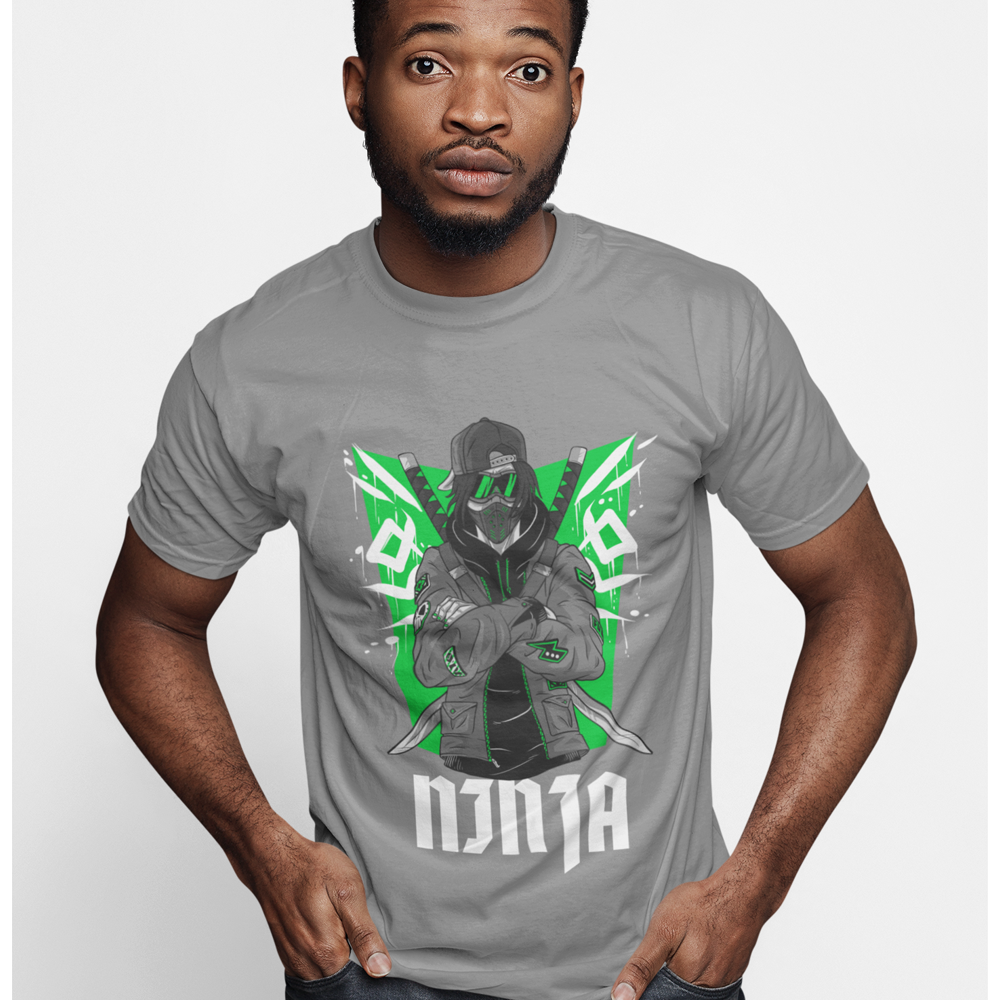 Mens Green Ninja Graphic T-Shirt
