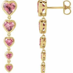 14K Rose Gold Natural Mozambique Garnet Heart Earrings – image 3