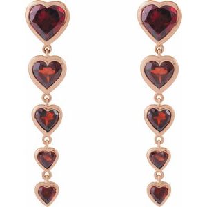 14K Rose Gold Natural Mozambique Garnet Heart Earrings – image 2