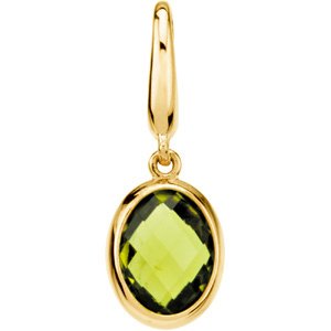 14K Yellow Gold Checkerboard Natural Peridot Charm/Pendant