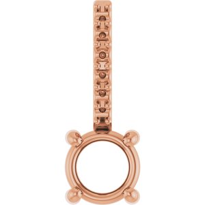14K Rose Gold 4 mm Round Accented Charm/Pendant Mounting – image 2