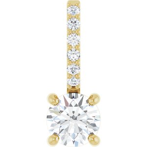 14K Yellow Gold 4 mm Round .025 CTW Lab-Grown Diamond Semi-Set Charm/Pendant
