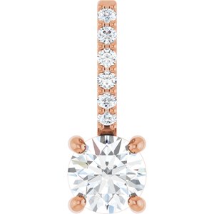 14K Rose Gold 4 mm Round .025 CTW Natural Diamond Semi-Set Charm/Pendant