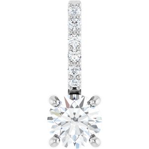 Sterling Silver 4 mm Round .025 CTW Natural Diamond Semi-Set Charm/Pendant