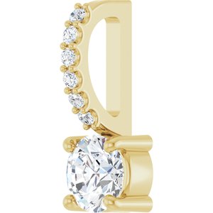 14K Yellow Gold 4 mm Round .025 CTW Natural Diamond Semi-Set Charm/Pendant – image 4