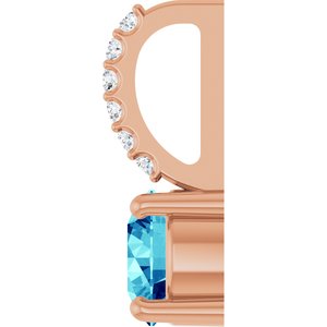 14K Rose Gold Natural Blue Zircon & .025 CTW Natural Diamond Charm/Pendant – image 3