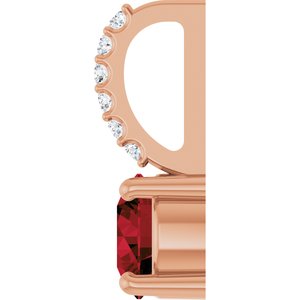 14K Rose Gold Natural Mozambique Garnet & .025 CTW Lab-Grown Diamond Charm/Pendant – image 3