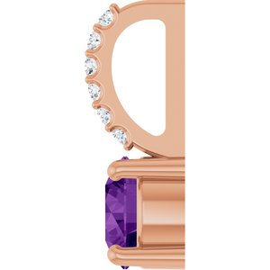 14K Rose Gold Natural Amethyst & .025 CTW Lab-Grown Diamond Charm/Pendant