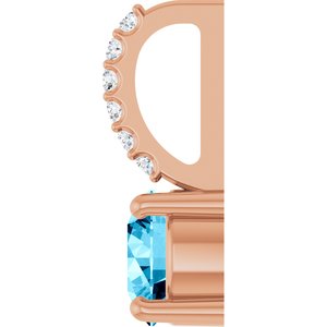 14K Rose Gold Natural Aquamarine & .025 CTW Lab-Grown Diamond Charm/Pendant – image 3