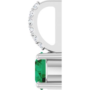 Platinum Natural Emerald & .025 CTW Lab-Grown Diamond Charm/Pendant – image 3