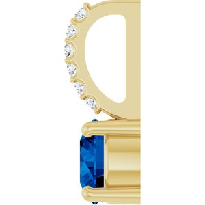 14K Yellow Gold Natural Blue Sapphire & .025 CTW Lab-Grown Diamond Charm/Pendant – image 3