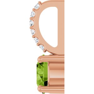 14K Rose Gold Natural Peridot & .025 CTW Lab-Grown Diamond Charm/Pendant – image 3
