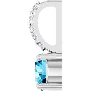 Sterling Silver Natural Aquamarine & .025 CTW Lab-Grown Diamond Charm/Pendant – image 3