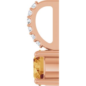 14K Rose Gold Natural Citrine & .025 CTW Lab-Grown Diamond Charm/Pendant – image 3