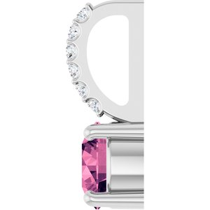 14K White Gold Natural Pink Tourmaline & .025 CTW Natural Diamond Charm/Pendant – image 3