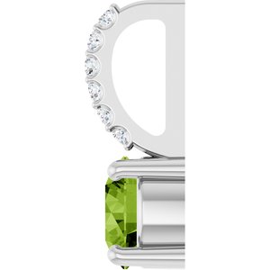 14K White Gold Natural Peridot & .025 CTW Lab-Grown Diamond Charm/Pendant – image 3