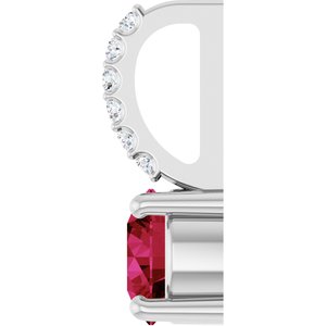 14K White Gold Natural Ruby & .025 CTW Natural Diamond Charm/Pendant – image 3