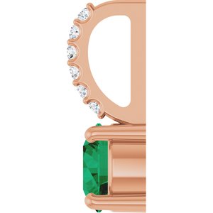 14K Rose Gold Natural Emerald & .025 CTW Lab-Grown Diamond Charm/Pendant – image 3