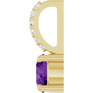 14K Yellow Gold Natural Amethyst & .025 CTW Lab-Grown Diamond Charm/Pendant – image 3