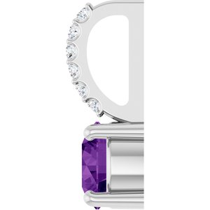 14K White Gold Natural Amethyst & .025 CTW Natural Diamond Charm/Pendant – image 3