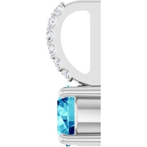 Sterling Silver Natural Blue Zircon & .025 CTW Natural Diamond Charm/Pendant – image 3