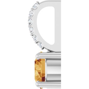 14K White Gold Natural Citrine & .025 CTW Lab-Grown Diamond Charm/Pendant – image 3