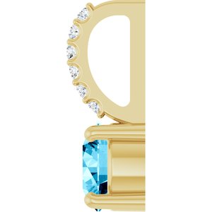 14K Yellow Gold Natural Aquamarine & .025 CTW Natural Diamond Charm/Pendant – image 3