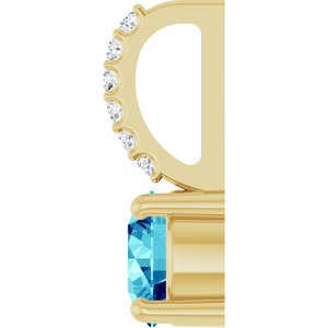 14K Yellow Gold Natural Blue Zircon & .025 CTW Natural Diamond Charm/Pendant – image 3