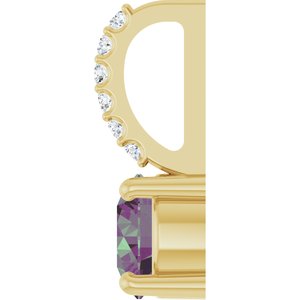 14K Yellow Gold Lab-Grown Alexandrite & .025 CTW Natural Diamond Charm/Pendant – image 3