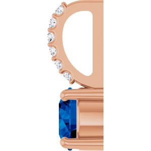 14K Rose Gold Lab-Grown Blue Sapphire & .025 CTW Natural Diamond Charm/Pendant – image 3